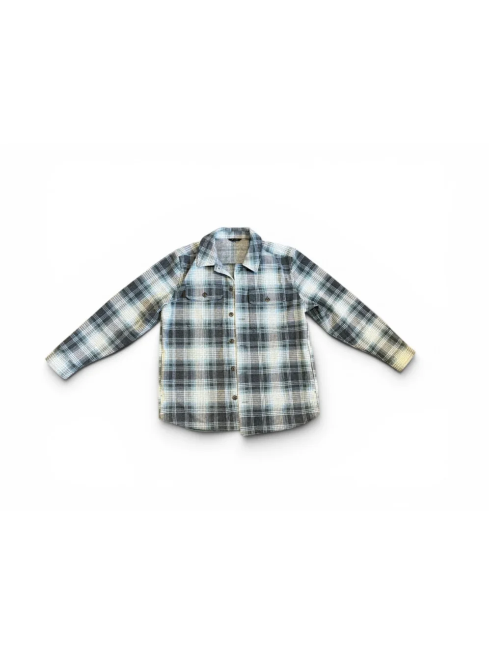 Banana Republic Men’s Plaid Shirt Jacket Large Blue Gray Button Front Shacket